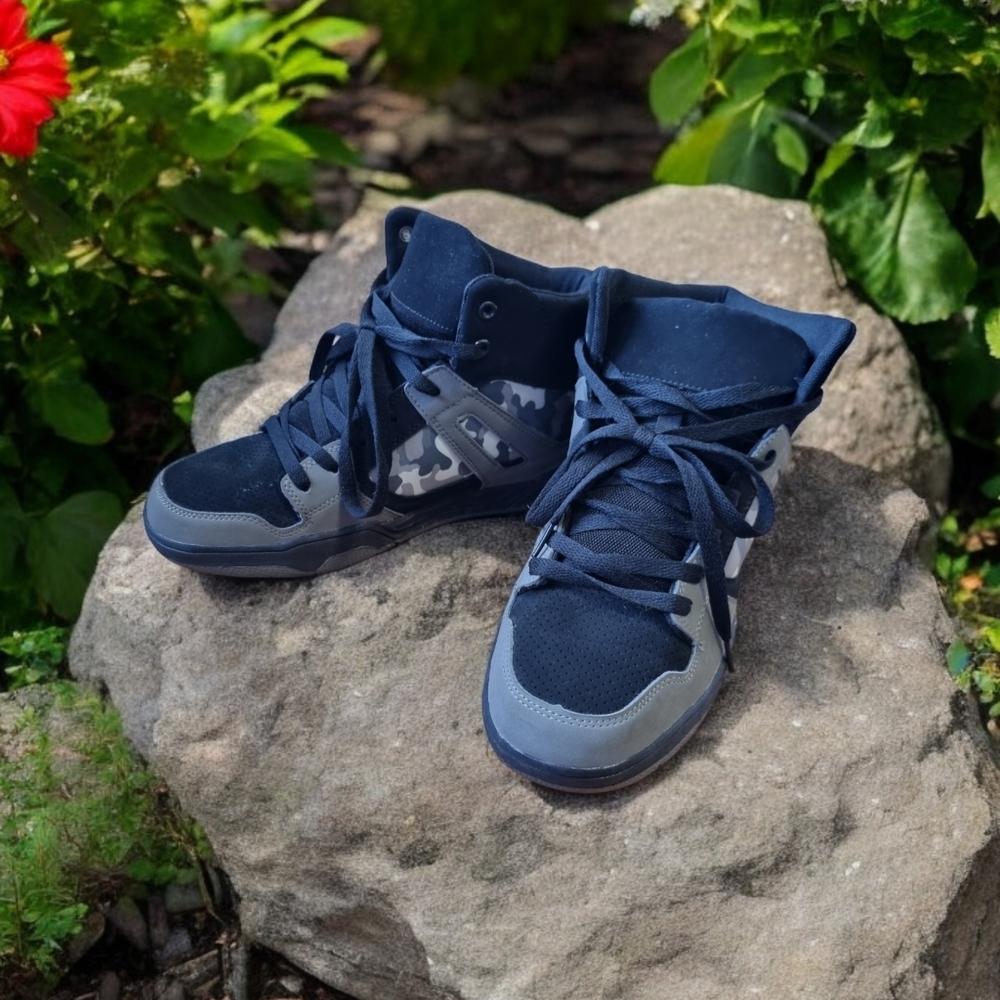 🌟FREE ADD-ON🌟 George Camo Black & Gray High-Top Skater Sneakers